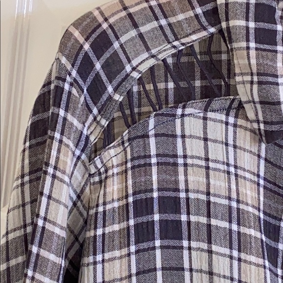FREE PEOPLE Ladies Plaid Button Front Long Sleeve Shirt Top Size Large - Picture 4 of 8